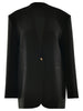Women's Deep V-Neck Blazer with Shoulder Pads and a Single-Button Front