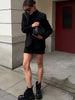 Women's Deep V-Neck Blazer with Shoulder Pads and a Single-Button Front