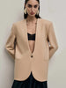 Women's Deep V-Neck Blazer with Shoulder Pads and a Single-Button Front