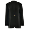 Women's Deep V-Neck Blazer with Shoulder Pads and a Single-Button Front