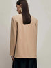 Women's Deep V-Neck Blazer with Shoulder Pads and a Single-Button Front