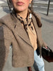 Women's Brown Long-Sleeve Blazer with a Turn-Down Collar and Tassel Trim