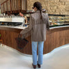 Women's Brown Long-Sleeve Blazer with a Turn-Down Collar and Tassel Trim