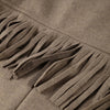 Women's Brown Long-Sleeve Blazer with a Turn-Down Collar and Tassel Trim