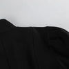 Women's Black Stand-Collar Blazer with Puff Sleeves for Autumn and Winter