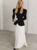 Women's Black Stand-Collar Blazer with Puff Sleeves for Autumn and Winter