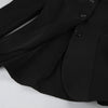 Women's Black Stand-Collar Blazer with Puff Sleeves for Autumn and Winter