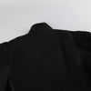 Women's Black Stand-Collar Blazer with Puff Sleeves for Autumn and Winter