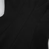 Women's Black Stand-Collar Blazer with Puff Sleeves for Autumn and Winter