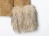 Women's Khaki Faux-Suede Blazer with a Faux-Fur Collar and Cuffs