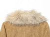 Women's Khaki Faux-Suede Blazer with a Faux-Fur Collar and Cuffs