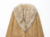 Women's Khaki Faux-Suede Blazer with a Faux-Fur Collar and Cuffs