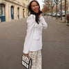 Women's Slim Waist-Cinched Blazer with a Deep V-Neck and Single-Breasted Front in Gray or Black