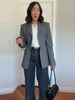 Women's Tailored V-Neck Blazer with a Three-Button Front in Gray or Black