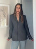 Women's Tailored V-Neck Blazer with a Three-Button Front in Gray or Black
