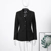 Women's Tailored V-Neck Blazer with a Three-Button Front in Gray or Black