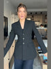 Women's Tailored V-Neck Blazer with a Three-Button Front in Gray or Black