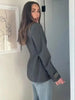 Women's Tailored V-Neck Blazer with a Three-Button Front in Gray or Black