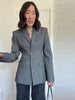 Women's Tailored V-Neck Blazer with a Three-Button Front in Gray or Black
