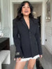Women's Tailored V-Neck Blazer with a Three-Button Front in Gray or Black