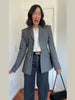 Women's Tailored V-Neck Blazer with a Three-Button Front in Gray or Black
