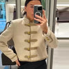 Women's Frog-Button Blazer with a Stand Collar and Long Sleeves in Seven Styles