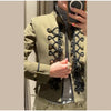 Women's Frog-Button Blazer with a Stand Collar and Long Sleeves in Seven Styles