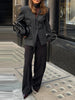 Women's Slim V-Neck Blazer with a Scarf Detail in Brown or Black