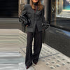 Women's Slim V-Neck Blazer with a Scarf Detail in Brown or Black