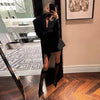 Women's Slim V-Neck Blazer with a Scarf Detail in Brown or Black