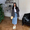 Women's Loose Fit Blazer with Notched Lapels and Long Sleeves in Black or Dark Grey for Spring and Autumn