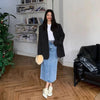 Women's Loose Fit Blazer with Notched Lapels and Long Sleeves in Black or Dark Grey for Spring and Autumn