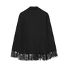 Women's Fitted Blazer with Lace Details and Long Sleeves in Black or White