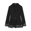 Women's Fitted Blazer with Lace Details and Long Sleeves in Black or White