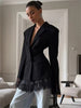 Women's Fitted Blazer with Lace Details and Long Sleeves in Black or White