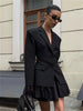 Women's Fitted Blazer with Lace Details and Long Sleeves in Black or White