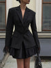 Women's Fitted Blazer with Lace Details and Long Sleeves in Black or White