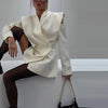 Women's Double-Breasted Blazer with Sculpted Lapels and a Cinched Waist