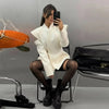Women's Double-Breasted Blazer with Sculpted Lapels and a Cinched Waist