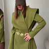 Women's Double-Breasted Blazer with Sculpted Lapels and a Cinched Waist