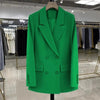 Women's Loose Fit Double Breasted Blazer with Long Sleeves and Flap Pockets for Spring and Autumn