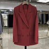 Women's Loose Fit Double Breasted Blazer with Long Sleeves and Flap Pockets for Spring and Autumn