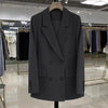 Women's Loose Fit Double Breasted Blazer with Long Sleeves and Flap Pockets for Spring and Autumn