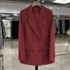 Women's Loose Fit Double Breasted Blazer with Long Sleeves and Flap Pockets for Spring and Autumn