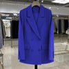 Women's Loose Fit Double Breasted Blazer with Long Sleeves and Flap Pockets for Spring and Autumn