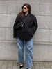 Women's Solid Lapel Blazer with Long Sleeves Pockets and a Single-Button Front