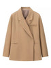 Women's Solid Lapel Blazer with Long Sleeves Pockets and a Single-Button Front