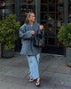Women's Solid Lapel Blazer with Long Sleeves Pockets and a Single-Button Front
