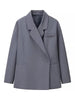 Women's Solid Lapel Blazer with Long Sleeves Pockets and a Single-Button Front