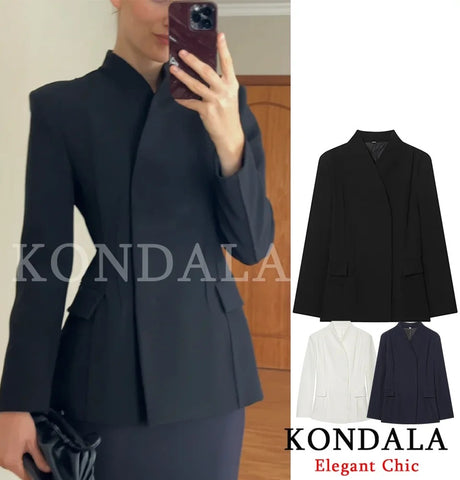 Women's KONDALA Elegant Blazer 's Commute Blazer Spring Fall Minimalist Office Party Basic Dinner Slim-Waist Blazer